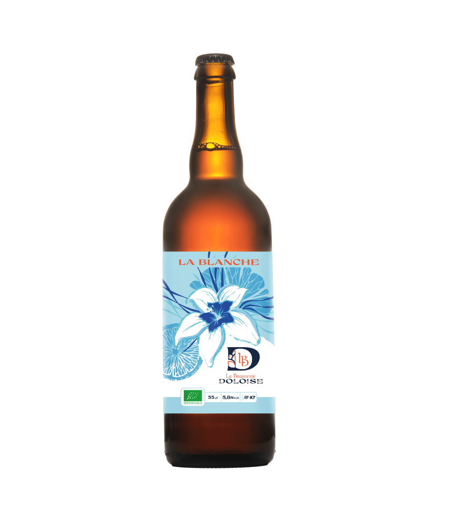 Bouteille de bière artisanale_ la Blanche _ la Brasserie Doloise _ Jura